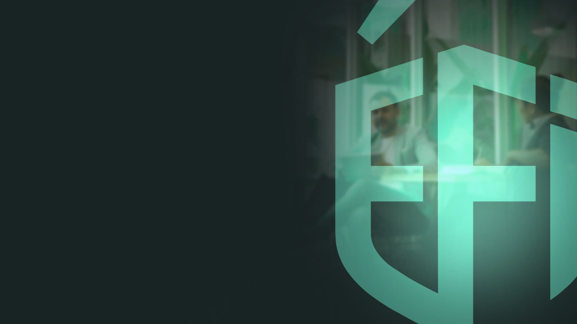 Arte com o escudo da ÉFI Seguros em tons de verde
